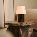 Lex Dark Brown Wood & Glass Cordless Table Lamp