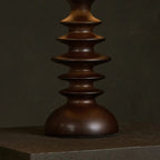 Bodhi Dark Brown Wooden Table Lamp with Beige Linen Shade