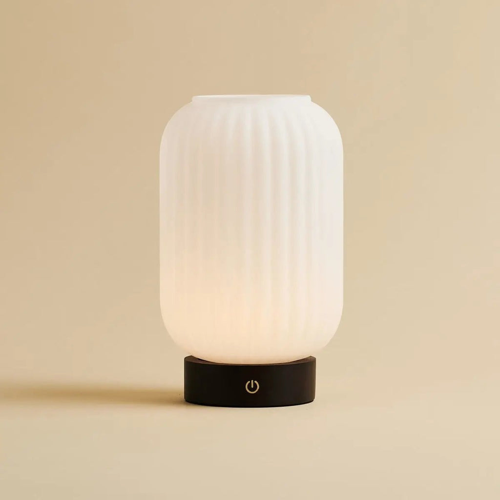Lilly rechargeable glass lamp in dining room setting