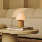 Lex Light Brown Wood & Glass Cordless Table Lamp