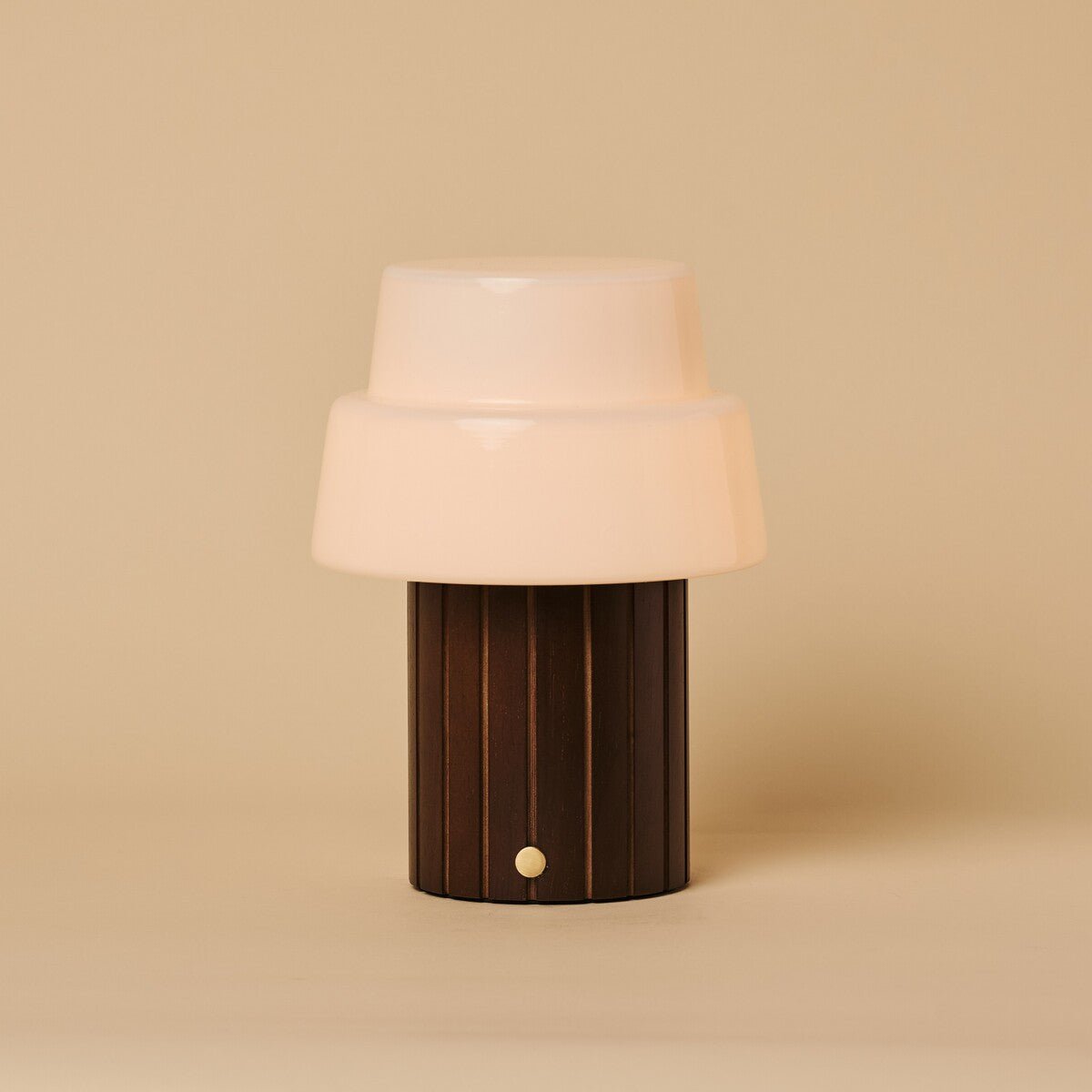Lio Dark Brown Wood & Glass Cordless Table Lamp