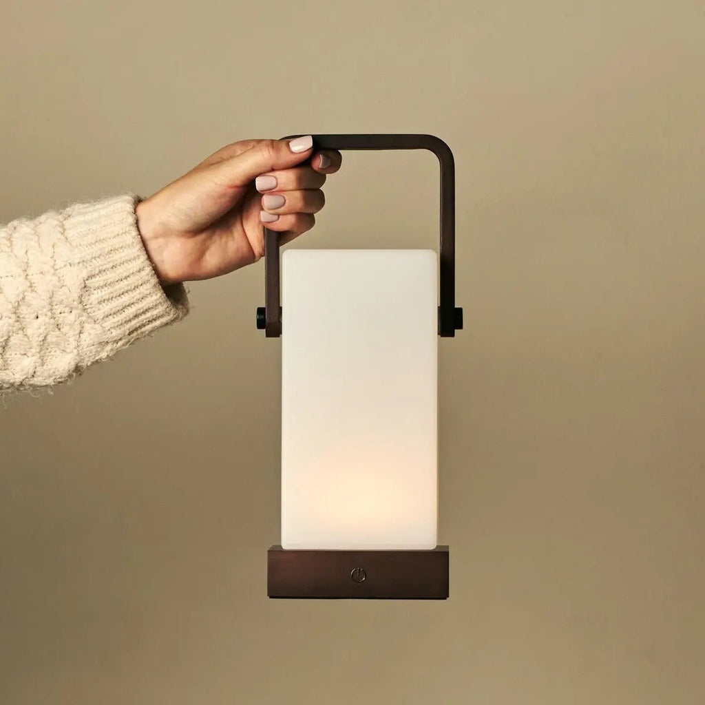 Harper rechargeable lamp in living room console