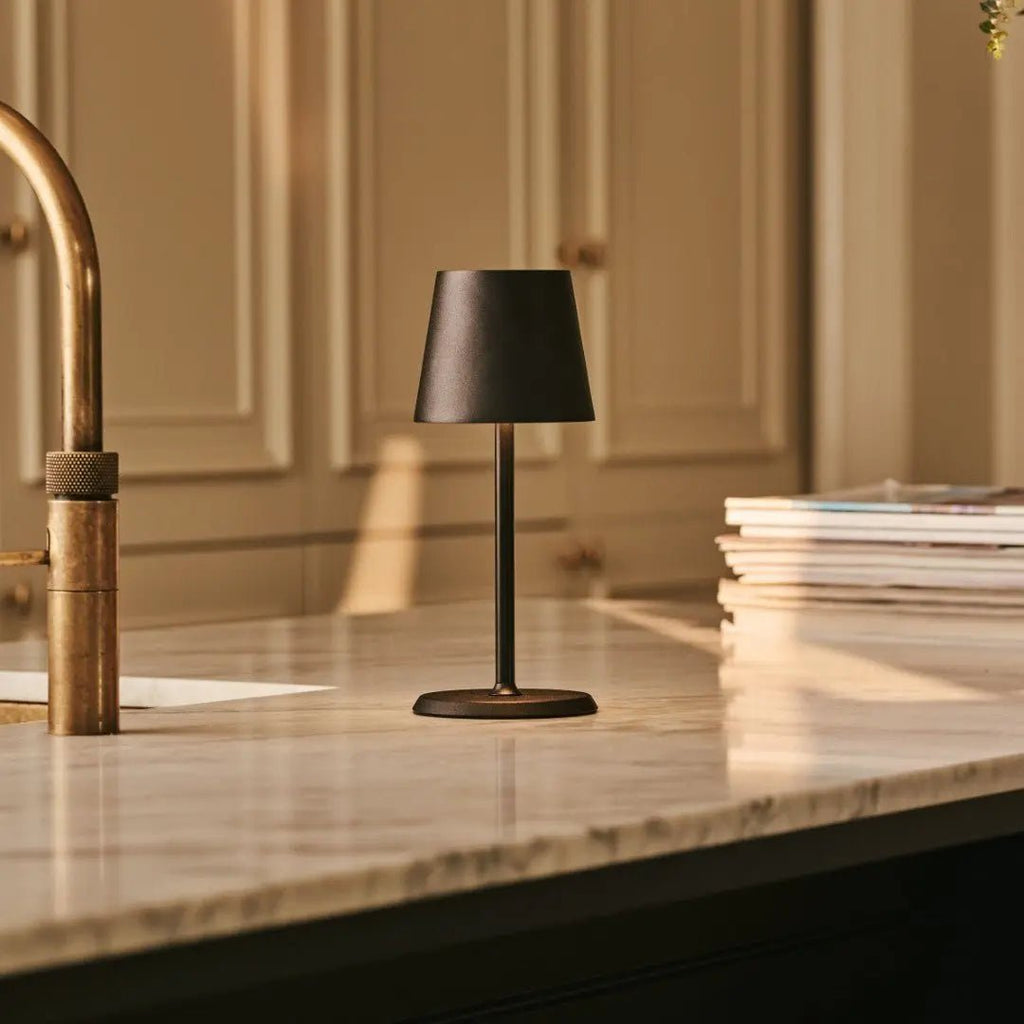 James cordless lamp overhead view cylindrical silhouette