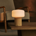 Margaux Light Brown Wood & Glass Cordless Table Lamp