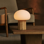 Jord Light Brown Wood & Glass Cordless Table Lamp