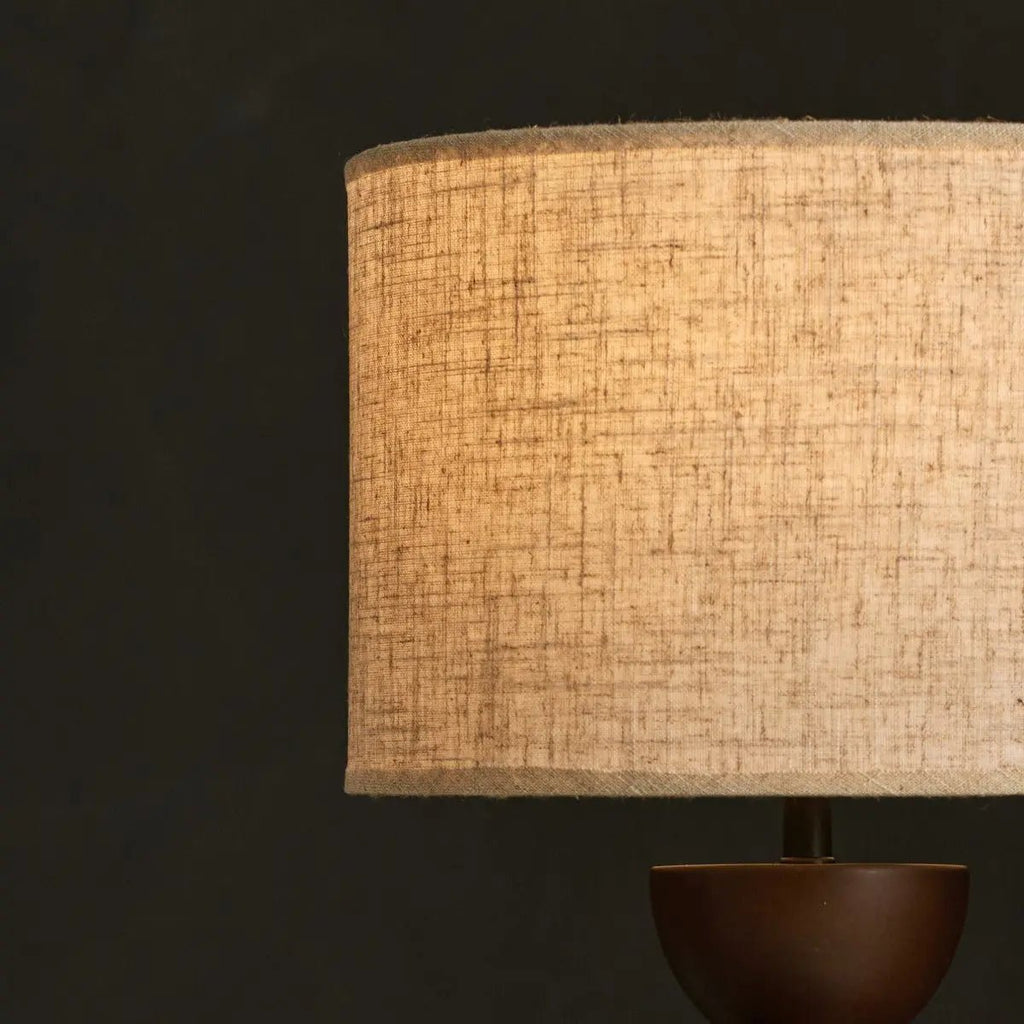 Kai dark wood lamp overhead view shade and base proportions