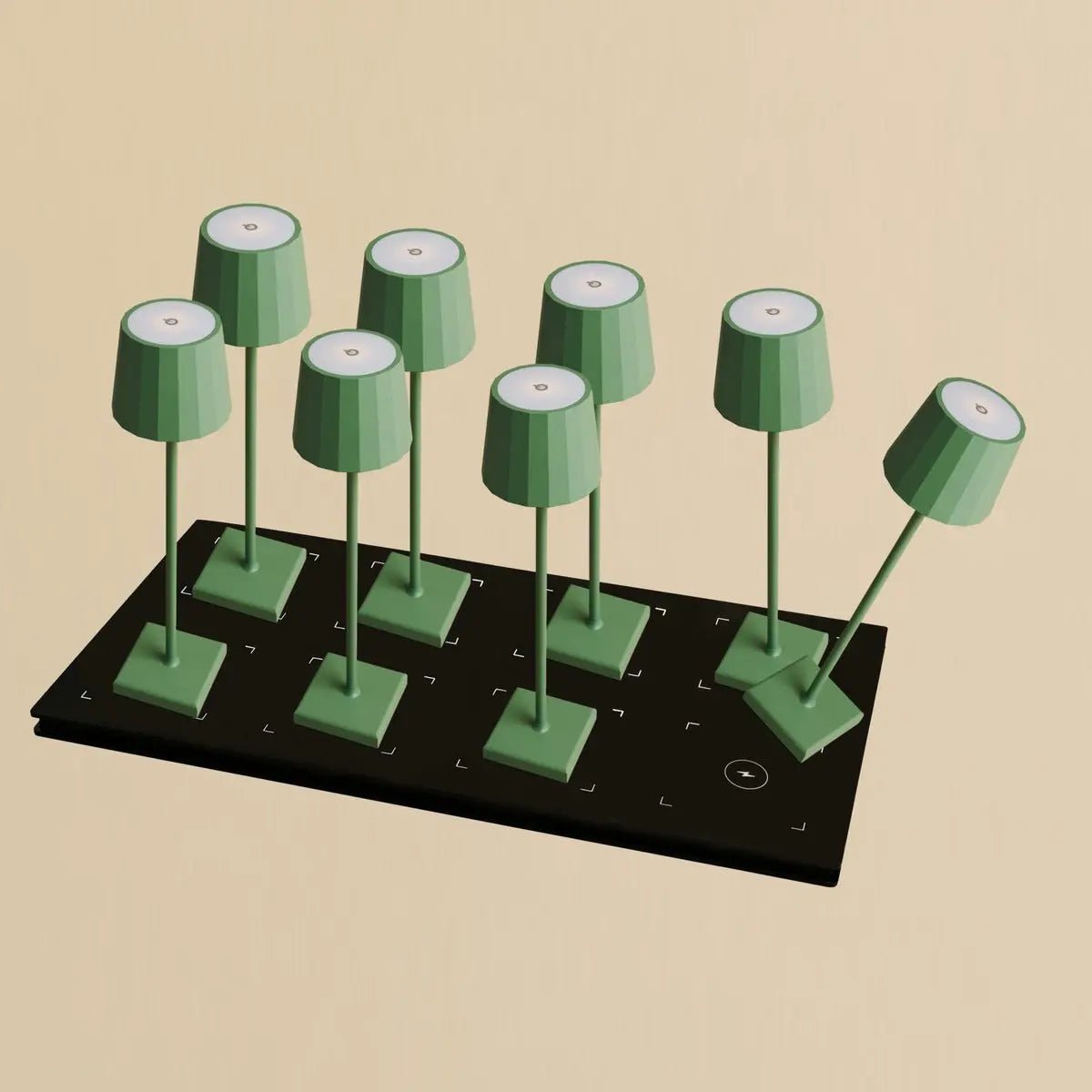 Wouter sage green cordless lamp and Central Station Dock Professional Set