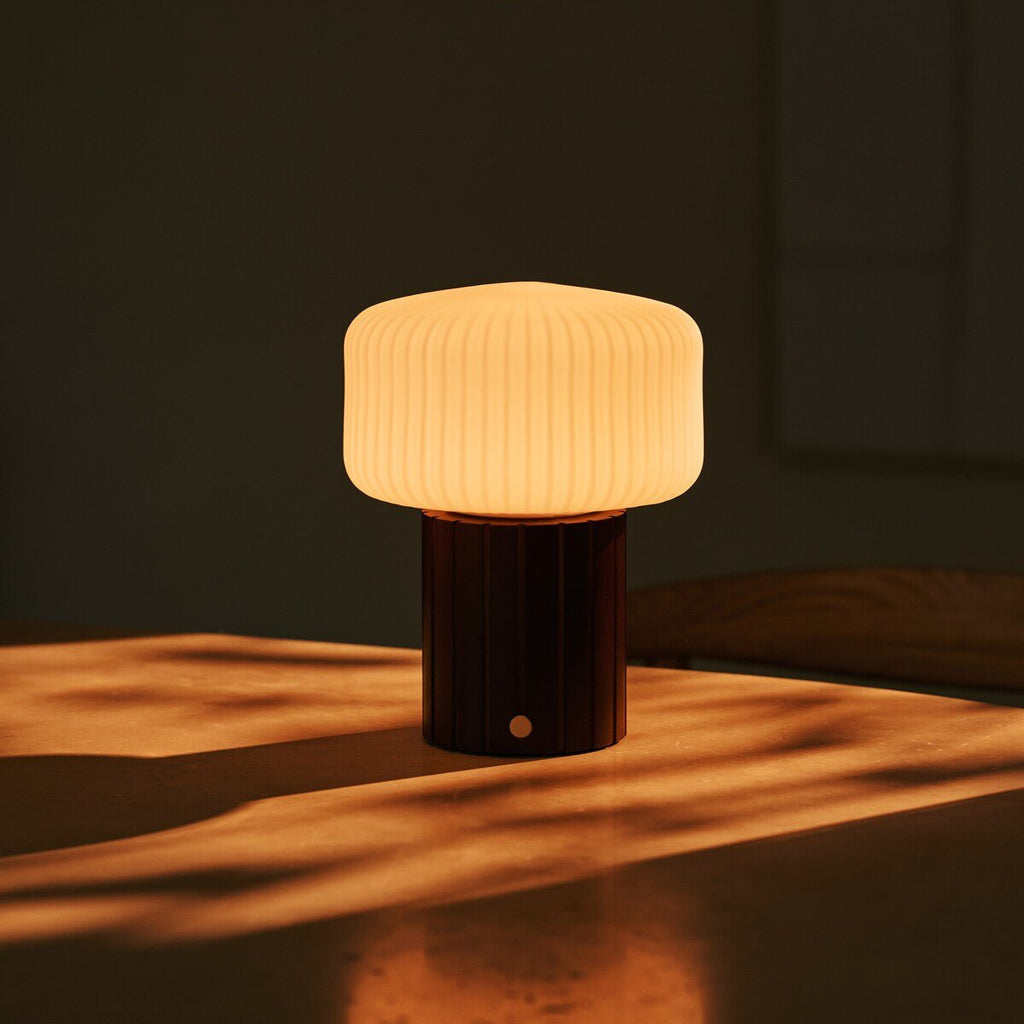 Margaux Dark Brown Wood & Glass Cordless Table Lamp