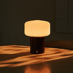 Margaux Dark Brown Wood & Glass Cordless Table Lamp