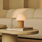 Lio Light Brown Wood & Glass Cordless Table Lamp