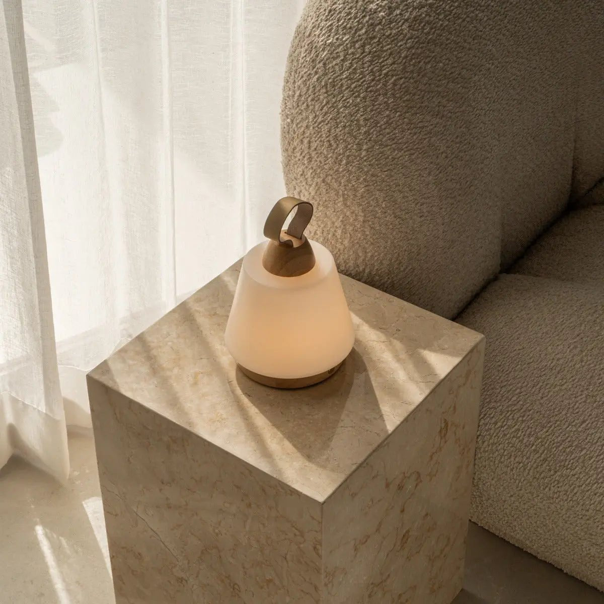 Liv rechargeable lamp polyethylene shade warm ambient glow