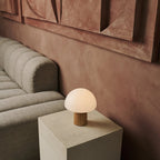 Mia cordless lamp detail of linen shade texture