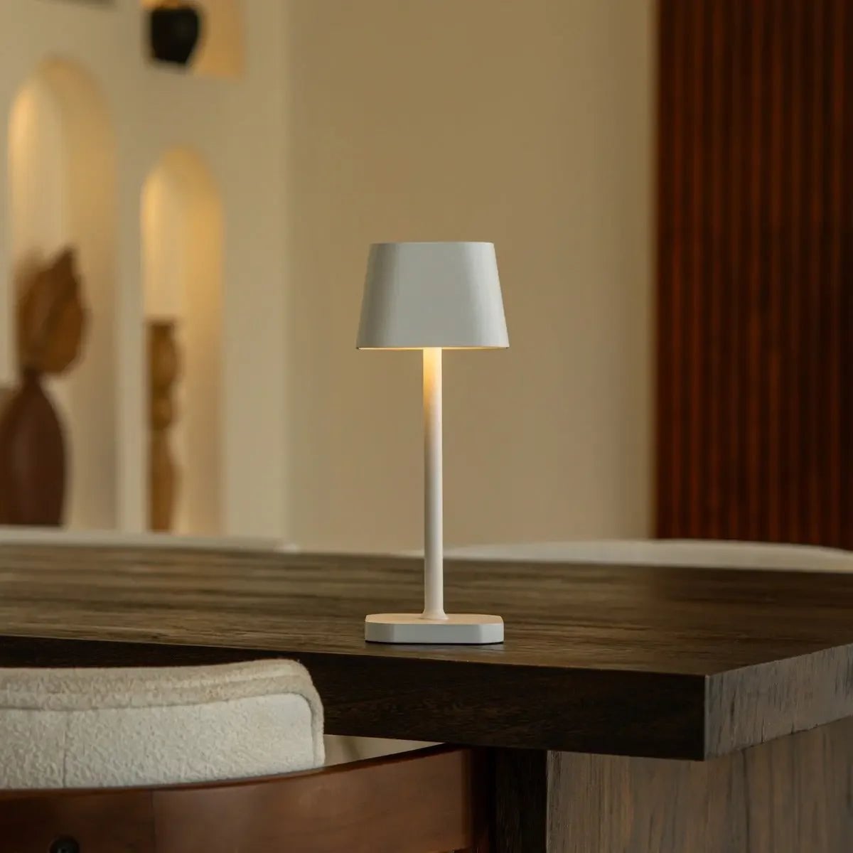 Ava metal lamp on outdoor covered terrace