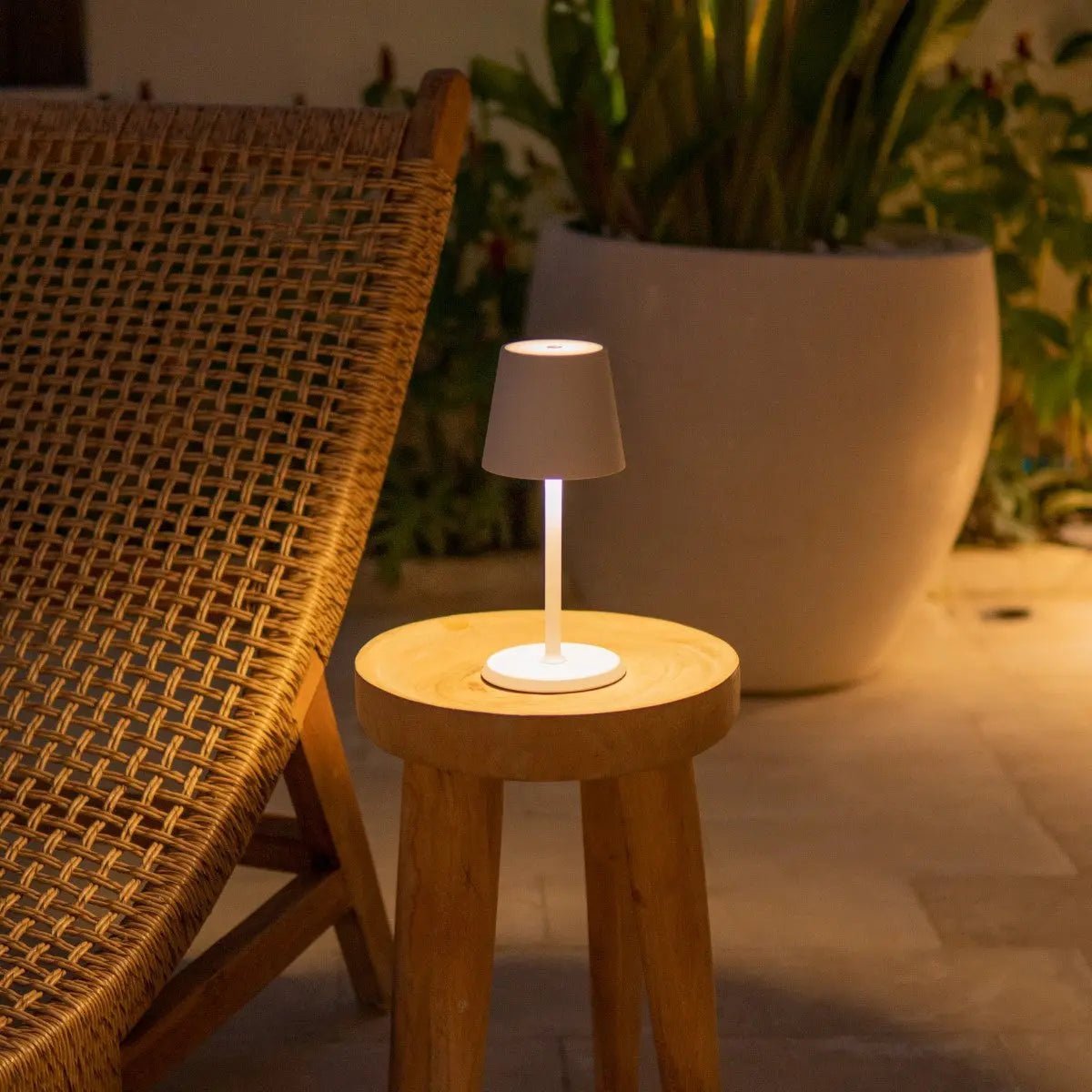 James cordless lamp overhead view cylindrical silhouette