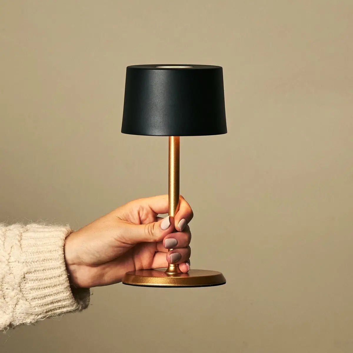 David Black & Gold Rechargeable Table Lamp 2-in-1