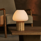 Sophie Light Brown Wood & Glass Cordless Table Lamp