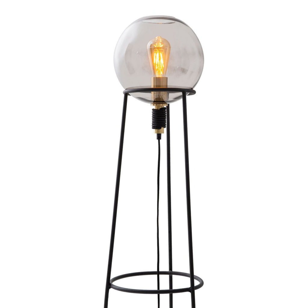 Stelo Zwart & Messing Vloerlamp van Gerookt Glas