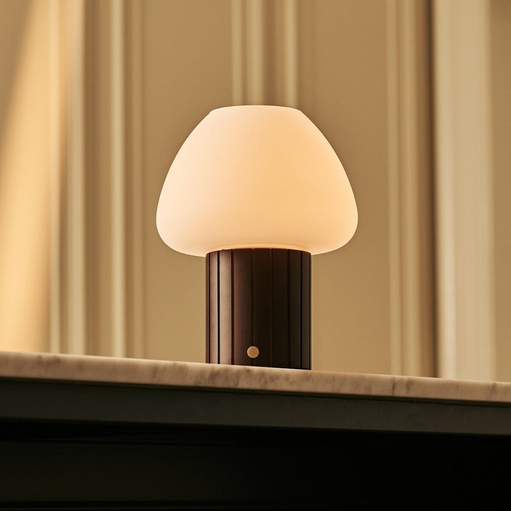 Romée Dark Brown Wood & Glass Cordless Table Lamp