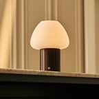 Romée Dark Brown Wood & Glass Cordless Table Lamp