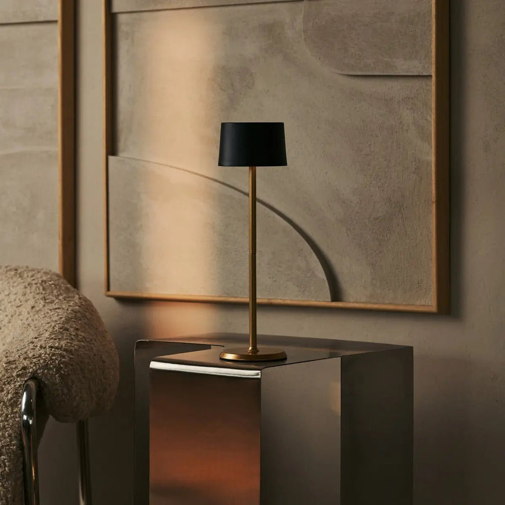 David Black & Gold Rechargeable Table Lamp 2-in-1