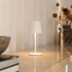 James cordless lamp detail of white metal finish