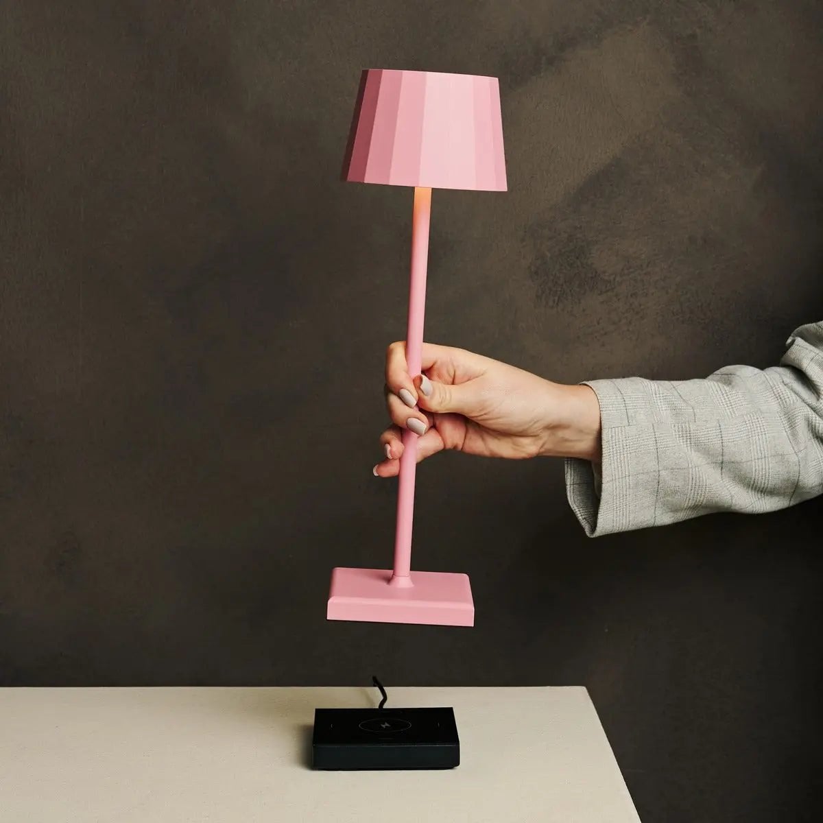 Wouter flamingo pink lamp in Scandinavian minimalist interior