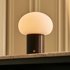 Pieter Dark Brown Wood & Glass Cordless Table Lamp