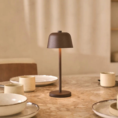 Anton mocha brown metal rechargeable cordless table lamp