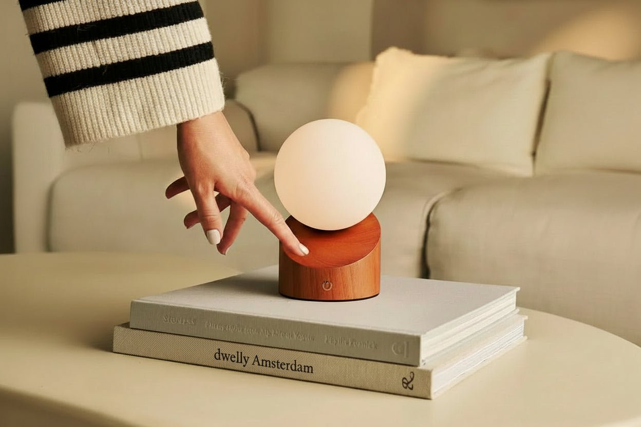 Orion cordless lamp glass shade diffused light