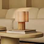 Yalisa Light Brown Wood & Linen Cordless Table Lamp