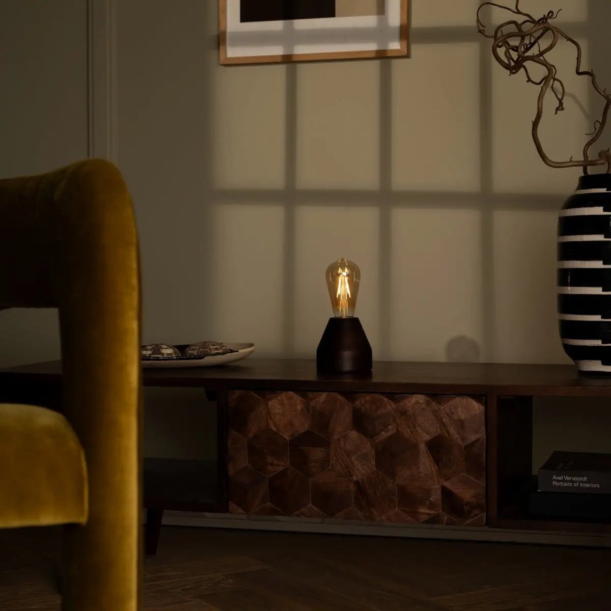 Zavi rechargeable lamp in living room