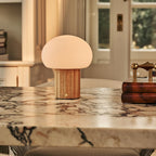 Jord Light Brown Wood & Glass Cordless Table Lamp
