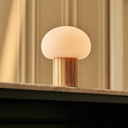 Pieter Light Brown Wood & Glass Cordless Table Lamp