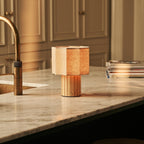 Channa Light Brown Wood & Linen Cordless Table Lamp