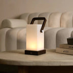 Harper dark wood lamp on dining table ambient light