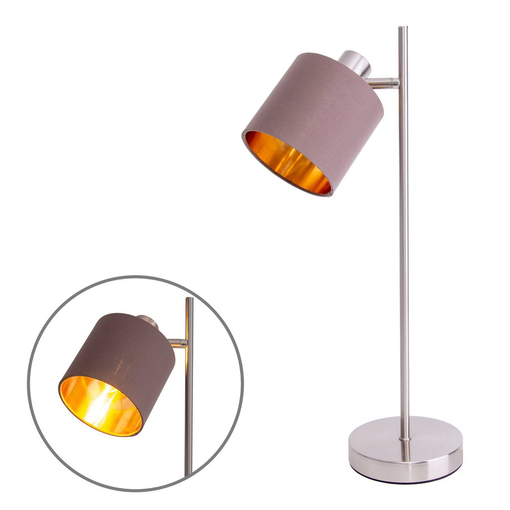 Maron Taupe & Nickel Table Lamp
