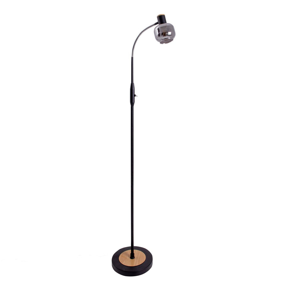 Fumoso Black Smoked Glass Gooseneck Floor Lamp