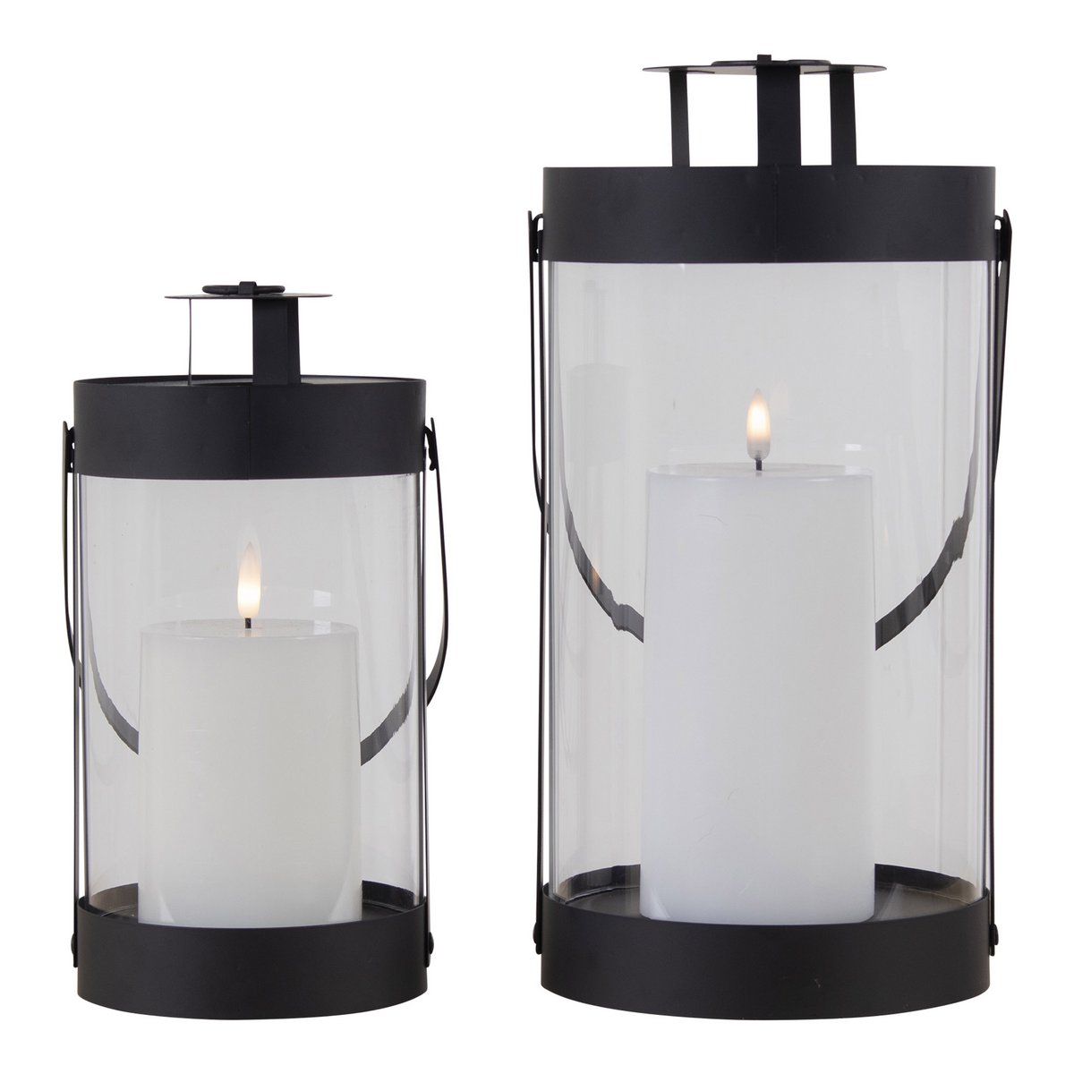 Bondi-Laternen - Schwarz, Stahl/Glas - 2er-Set