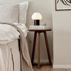Fynn Dark Brown Wood & Glass Cordless Table Lamp