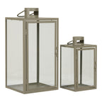 Corfu Laternen - Grün, Stahl, Glas, 13/19.5x13/19.5x25.5/40 cm - 2er-Set