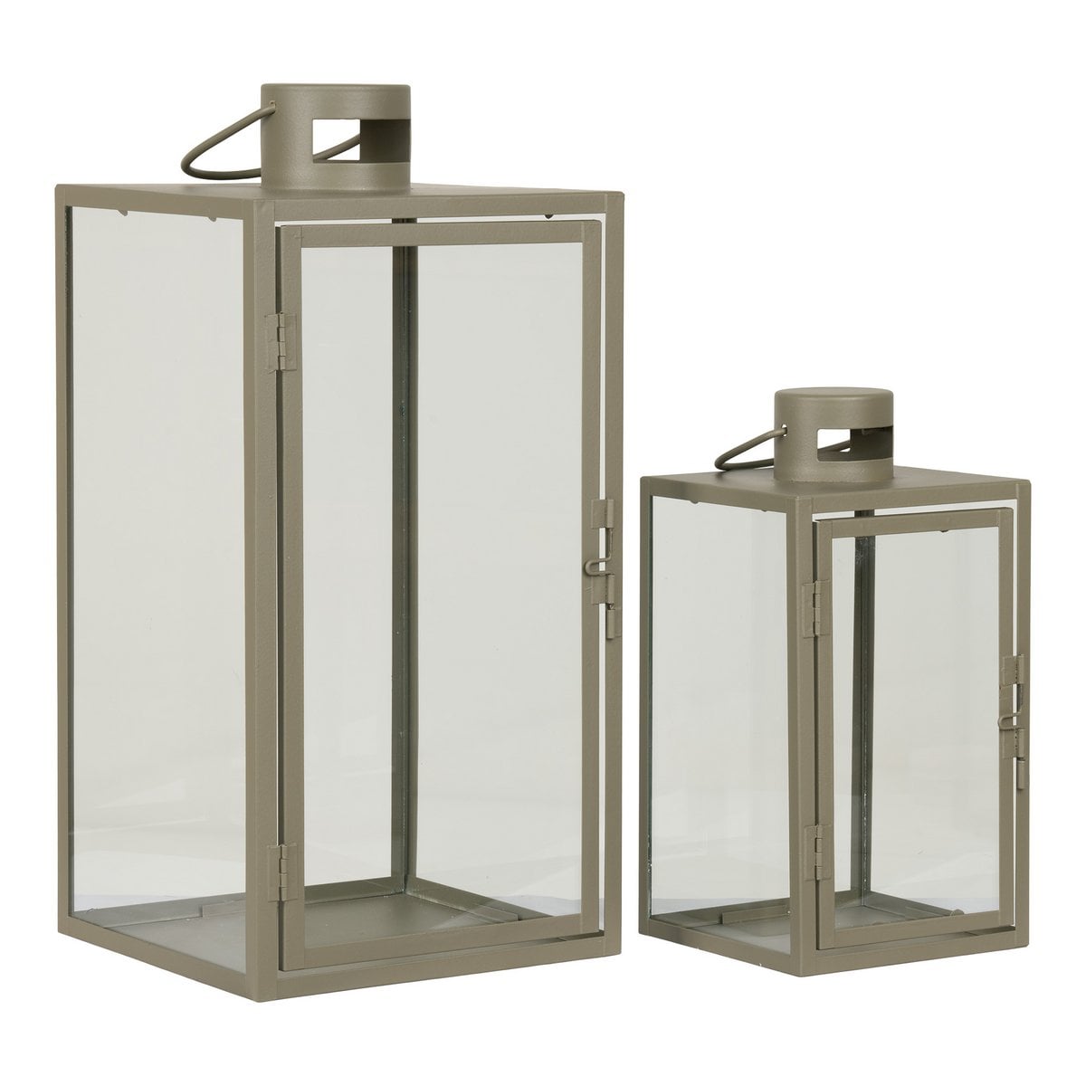 Corfu Laternen - Grün, Stahl, Glas, 13/19.5x13/19.5x25.5/40 cm - 2er-Set