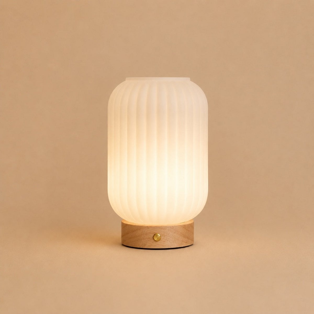 Lilly Light Brown Wood & Glass Cordless Table Lamp