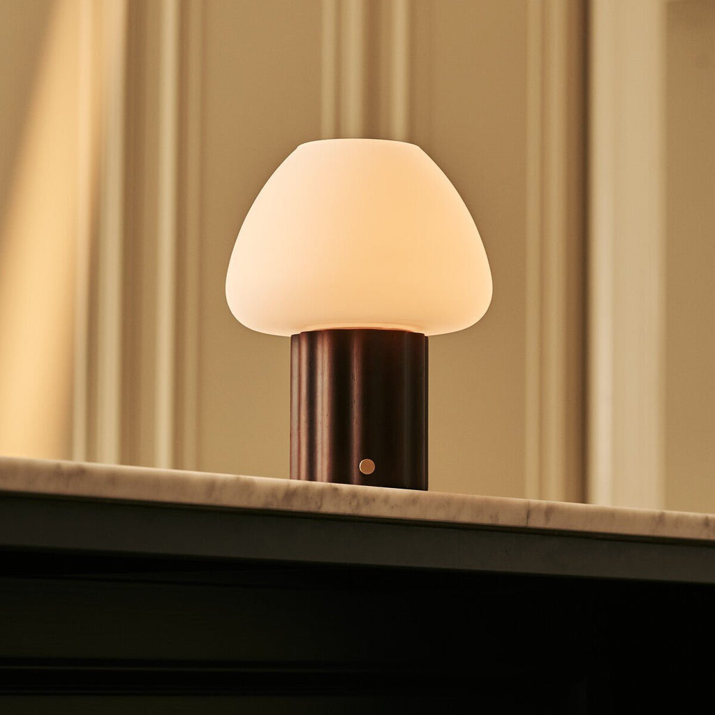 Sophie Dark Brown Wood & Glass Cordless Table Lamp