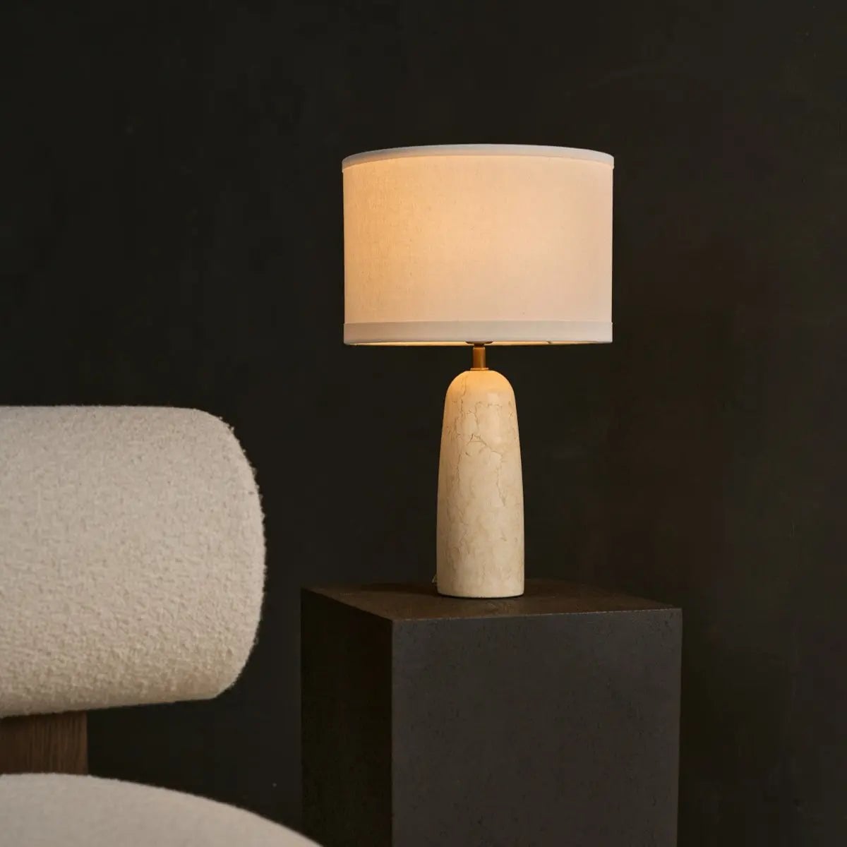 Valencia marble cotton shade corded table lamp elegant