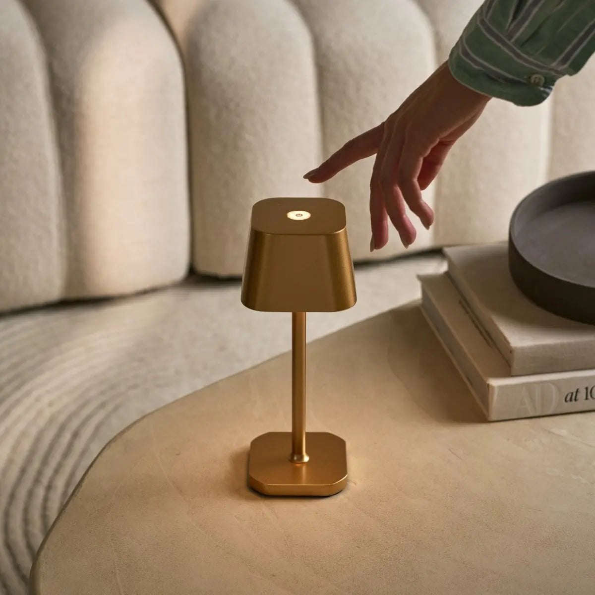 Ava cordless lamp styled in contemporary interior