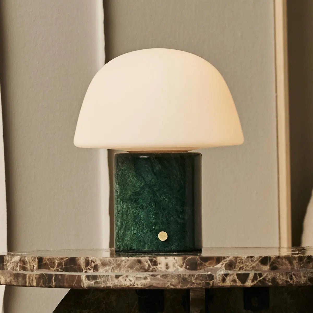 Maes cordless lamp warm ambient glow in room setting