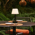 Zoe black wood rechargeable cordless table lamp