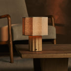 Eloïsa Light Brown Wood & Linen Cordless Table Lamp