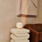 Lyla Light Brown Wood & Glass Cordless Table Lamp