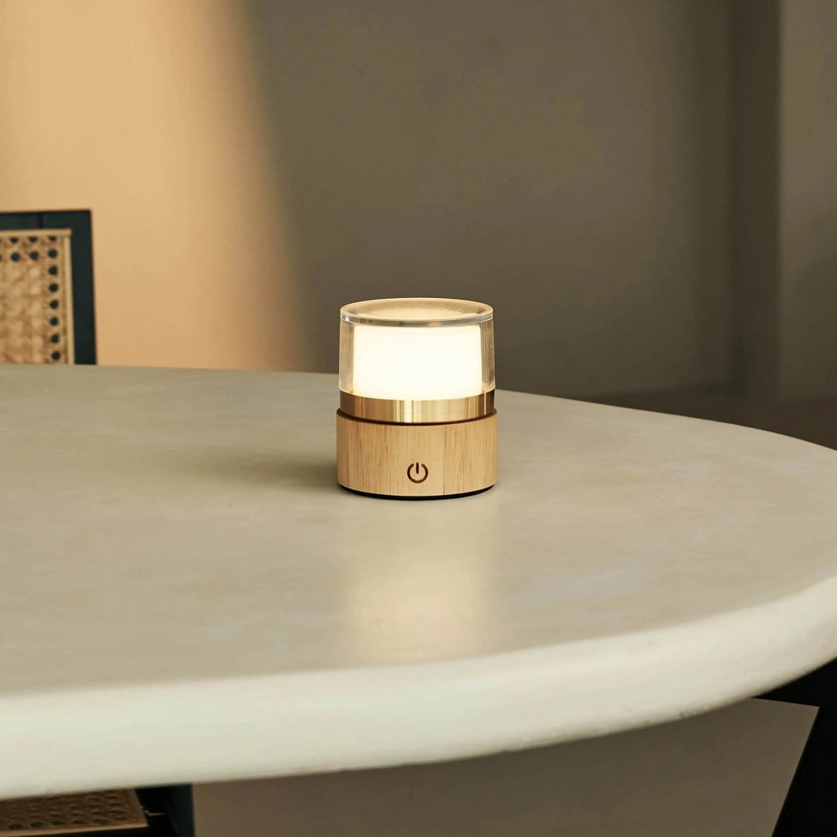Leo compact lamp on small bedside table